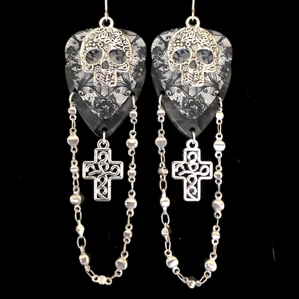 Day of the Dead Sugar Skull Chain Earrings