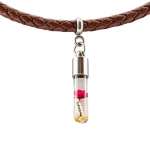 Necklace with name on rice grain - real leather