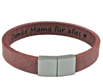 Namensarmband, Lederarmband Gravur, personalisiertes Geschenk, Freundschaftsarmband, Leder rot vintage, Infinity Armband