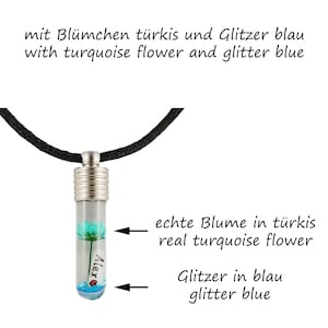 Personalisiertes Geschenk, Name auf Reis, Namenskette, Halskette Frauen, Freundschaftskette, Glücksbringer türkis/blau