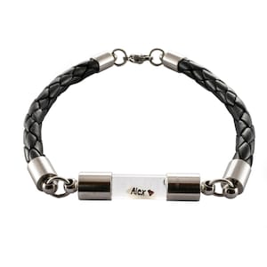 Bracelet with name on rice grain - real leather