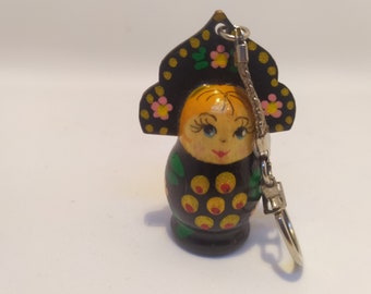 Matryoshka keychain - Handpainted doll - Made is USSR