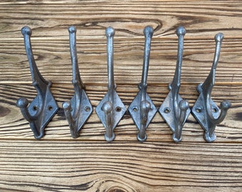 Soviet Vintage Hooks for clothing Rustic Decor Wall Hook Towel Hook 60s Retro clothes hanger Clothing rack Old Aluminum hooks