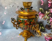 Soviet electric hand painted samovar - Russian Art Folk Samovar - Decorative Teapot - Made in USSR 3