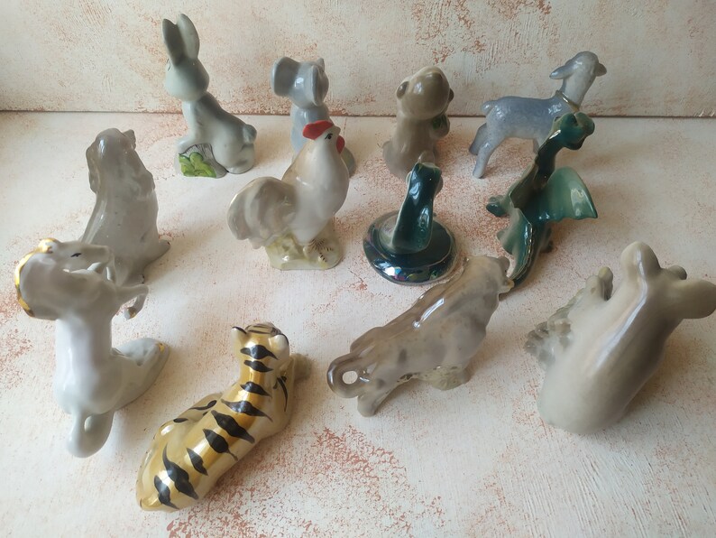 12 Zodiac Animals Porcelain Chinese Zodiac figurines Etsy