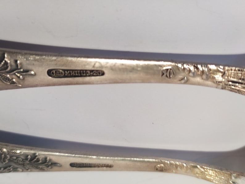 Serving Silverware for Kitchen Home Flatware Made in USSR Set of 6 Soviet Melchior dessert spoons 6.6 in original box