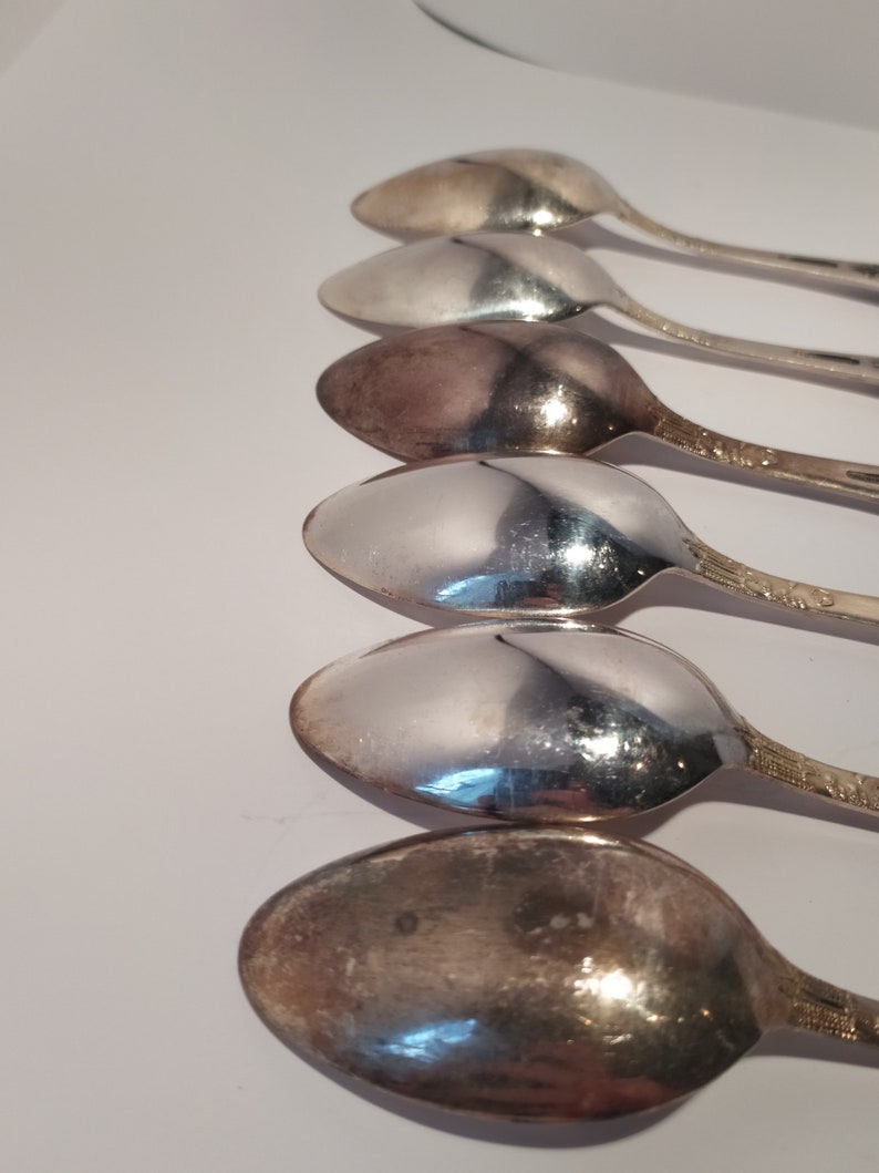 Serving Silverware for Kitchen Home Flatware Made in USSR Set of 6 Soviet Melchior dessert spoons 6.6 in original box