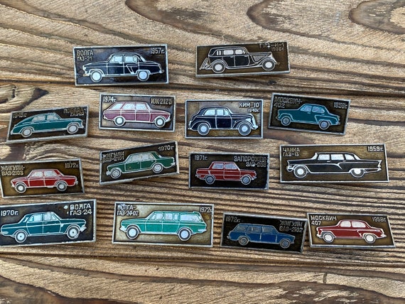 Soviet badges retro cars - automobile pins - image 1