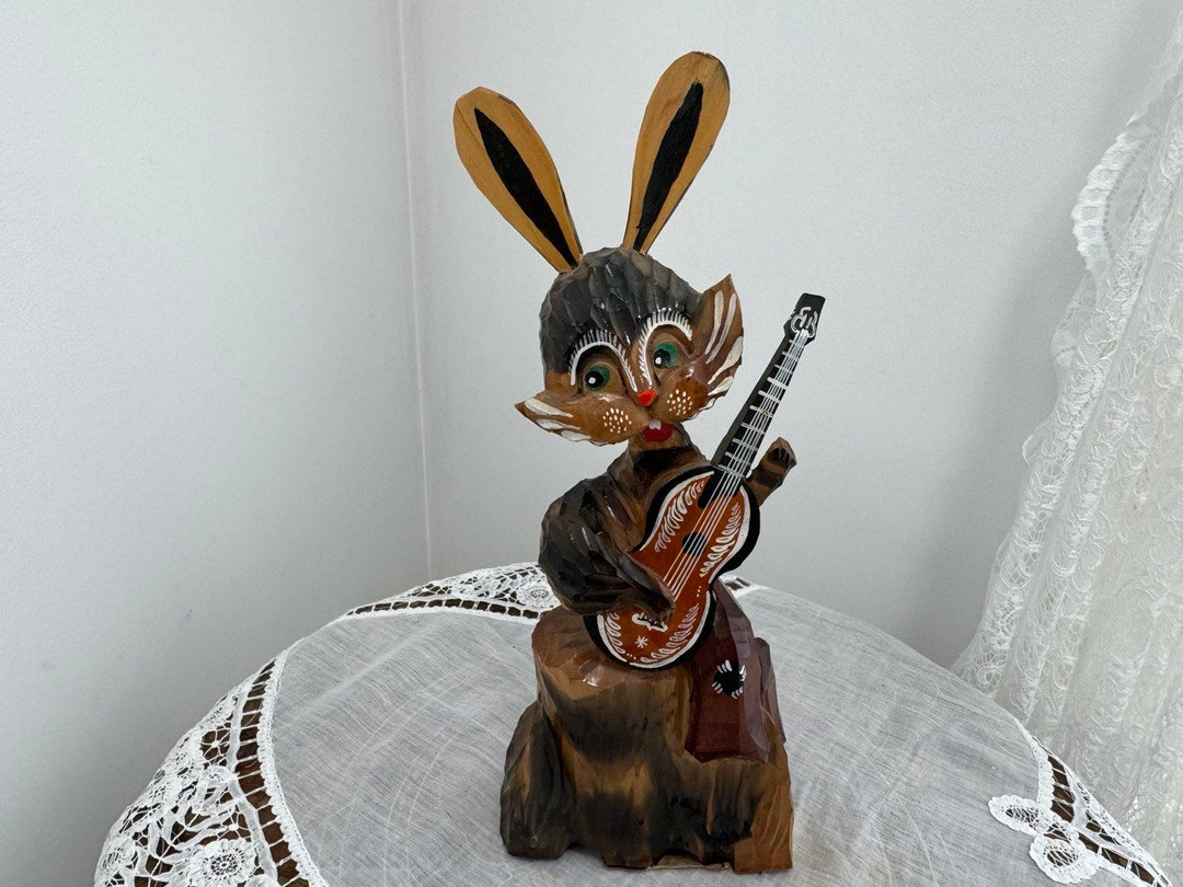 Soviet Wooden Figurine - Rabbit - Home Decor Hare - Rustic Decor - Hand ...