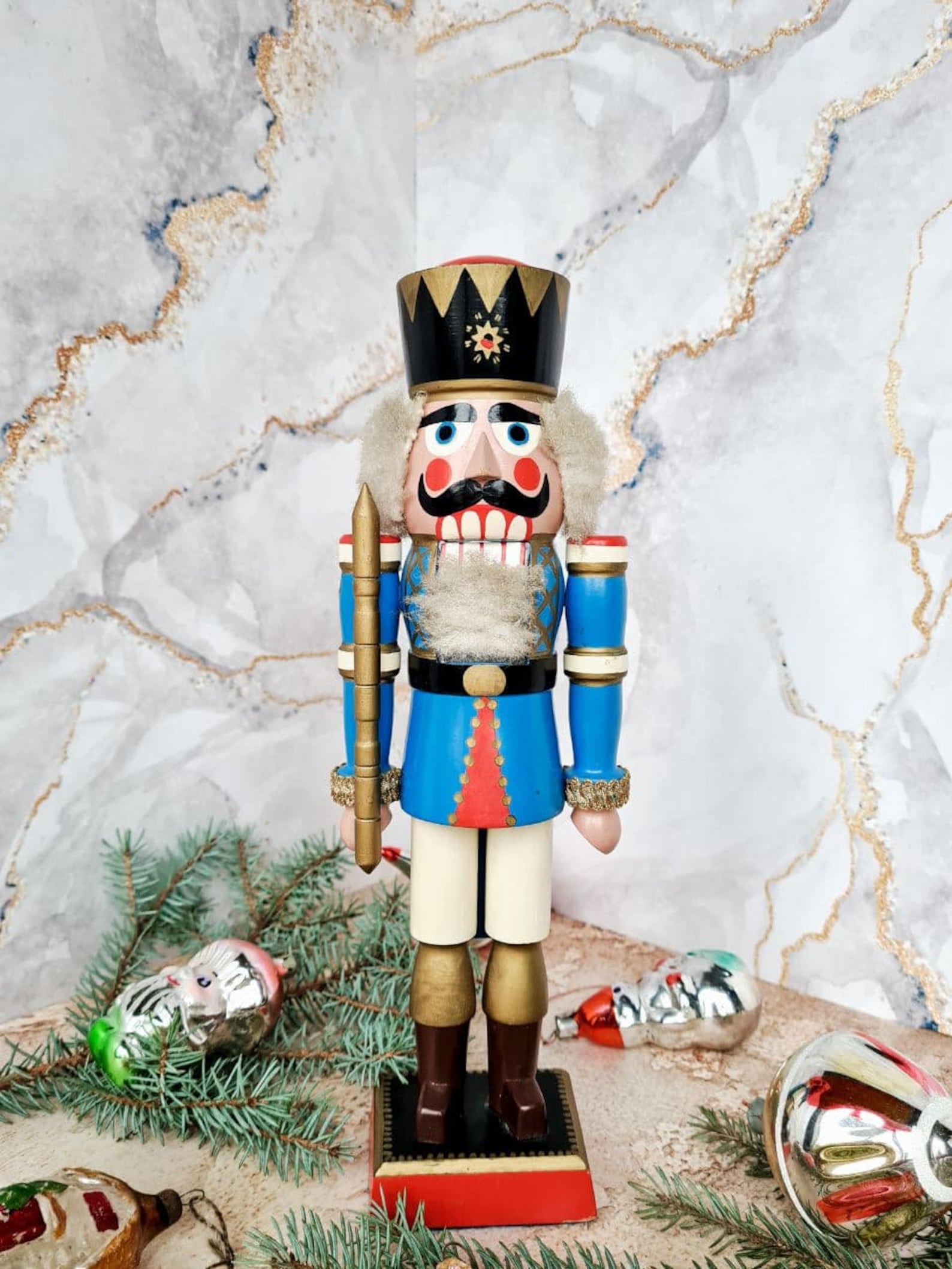 Wooden Nutcracker 14 Hand Painted Doll Etsy