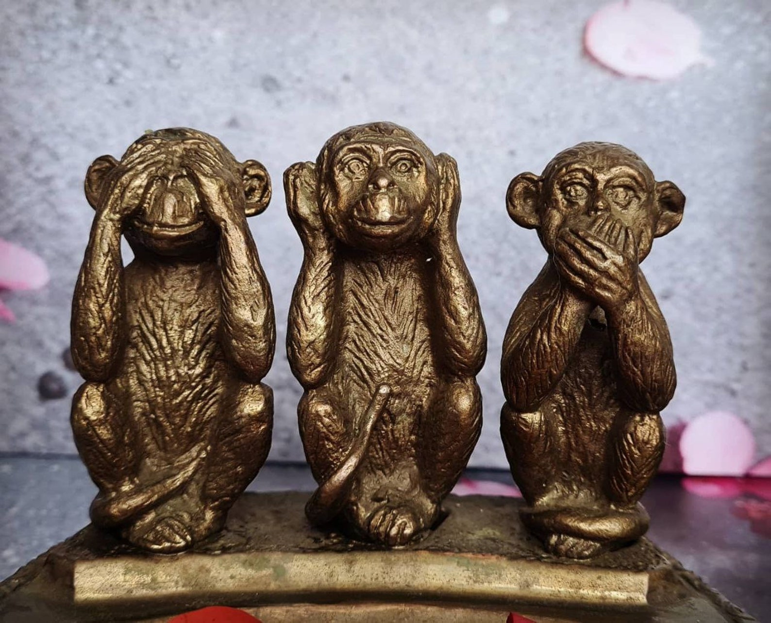 Soviet brass ashtray figurine Three Monkeys Vintage Etsy