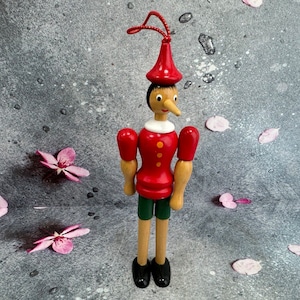 Vintage new wooden pinocchio toy 8&quot; - Art figurine - Italian pinocchio doll - Decor