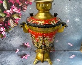 Soviet electric hand painted samovar - Russian Art Folk Samovar - Decorative Teapot - Made in USSR 2
