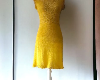 Luftiges Sommerkleid handgestrickt, leichtes Baumwollkleid, perfekt für Sommerausflüge, Geschenk für Modeliebhaber