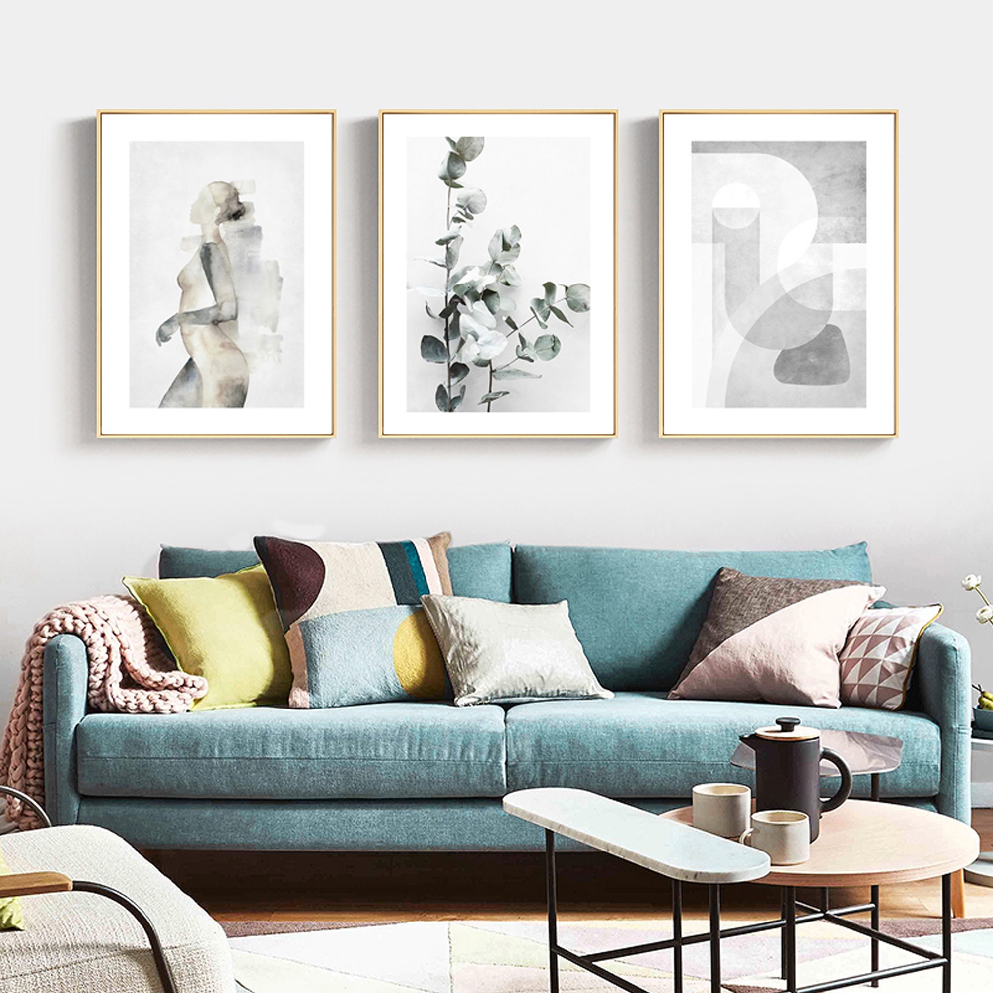 A3 A4 Poster with Frame Abstract Line Wall Art Minimalist Etsy