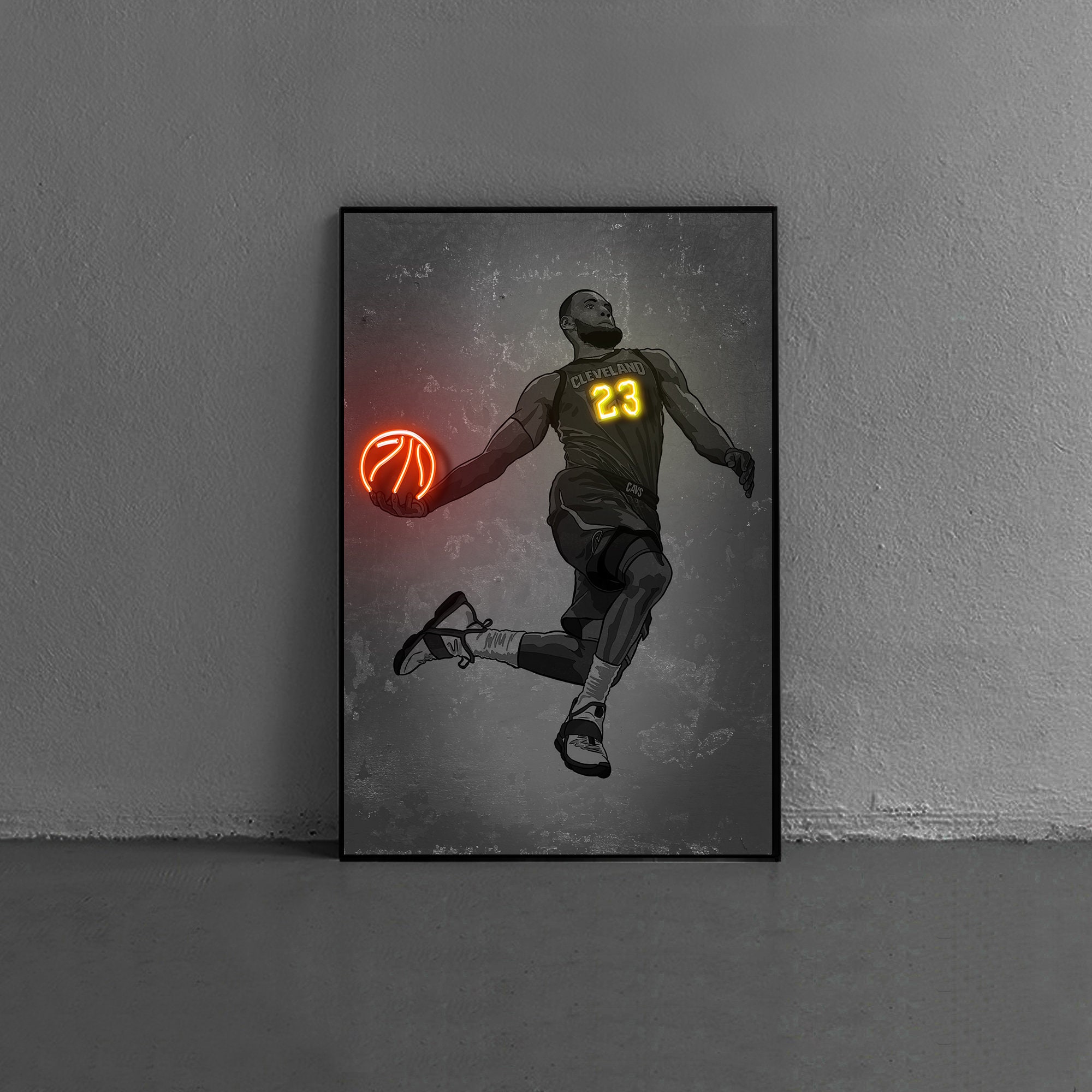 LeBron James Wall Art Neon Print Poster Street Art LeBron Etsy