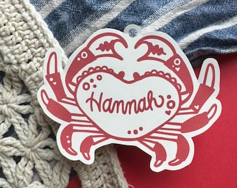 Last Sail Before The Veil, East Coast Bachelorette, Crab Paper Gift Tag, She's A Catch