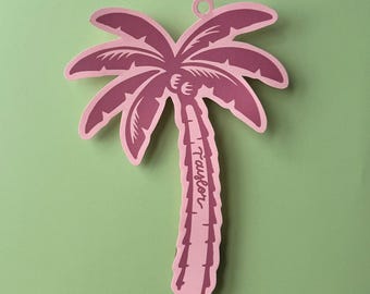Personalized Palm Tree Bridesmaid Name Tag: Bachelorette Party Favor. Palm Springs Before the Rings Theme