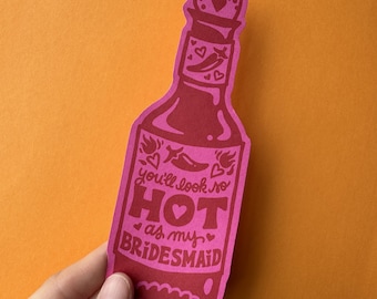 Hot Sauce Bridesmaid Proposal Card, Edgy Bachelorette Gift