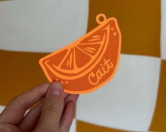 Hand Drawn Citrus Slice Name Tag, Bachelorette Party Favor