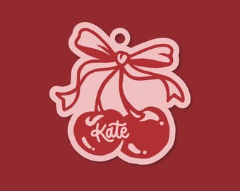 She's TYING THE KNOT, Custom Cherry Gift Tag, Bachelorette, Bridesmaid, Wife of the Party