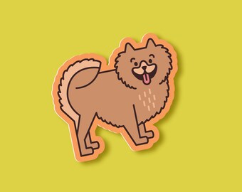 Pomeranian Vinyl Dog Sticker - Dishwasher Safe, Durable for Water Bottles, Laptops, Phone Case, Crafting