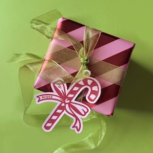 Customizable Candy Cane Christmas Present Tag, Peppermint, Wine Gift Tags, Holiday Party Favor