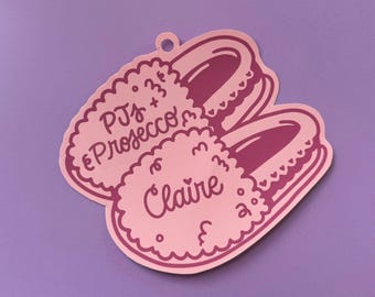Personalized Fluffy Slippers Gift Tag, Bachelorette Party Favor, Girls Gone Mild