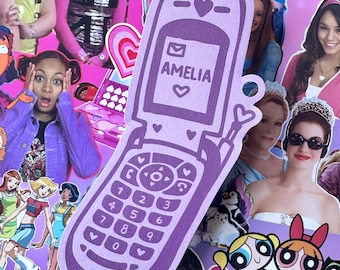 Y2K Bachelorette Party Name Tag: Personalized Flip Phone Design. Bach to Y2K Theme