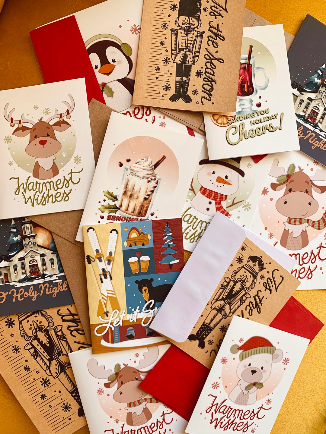 20 Christmas Cards Mystery Variety Pack 20 Randomly Etsy