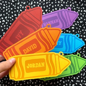 Colorful Classroom, Custom Crayon Classroom Tags, Treat Bags, Teacher Decor, Name Tags, Student Gift Tags, Grade School, Elementary School