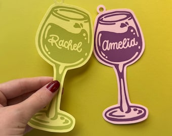 Personalized Wine Glass Tag, Bachelorette Party Place Card, Vino Before Vows