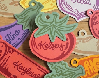 Fresh off the MARKET! Personalized Farmer's Market Bridesmaid Name Tags, Bachelorette Place Card, Locally Grown