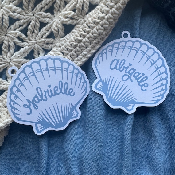 Handwritten Sea Shell Name Tag, Coastal Bachelorette Gift