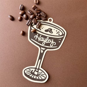Plaque nominative pour demoiselle d'honneur martini expresso, étiquette cadeau, demande en mariage pour EVJF, l'amour se prépare, cocktail de douche nuptiale, café, marque-place