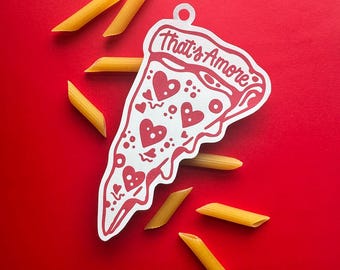 Personalized Pizza Heart Paper Gift Tag: Italian Bachelorette Party Favor. That's Amore!