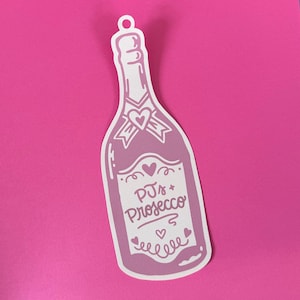 pyjama et prosecco, plaque nominative de demoiselle d'honneur champagne, étiquette cadeau, proposition d'enterrement de vie de jeune garçon, douche nuptiale, marque-place, champagne pop, pétillant
