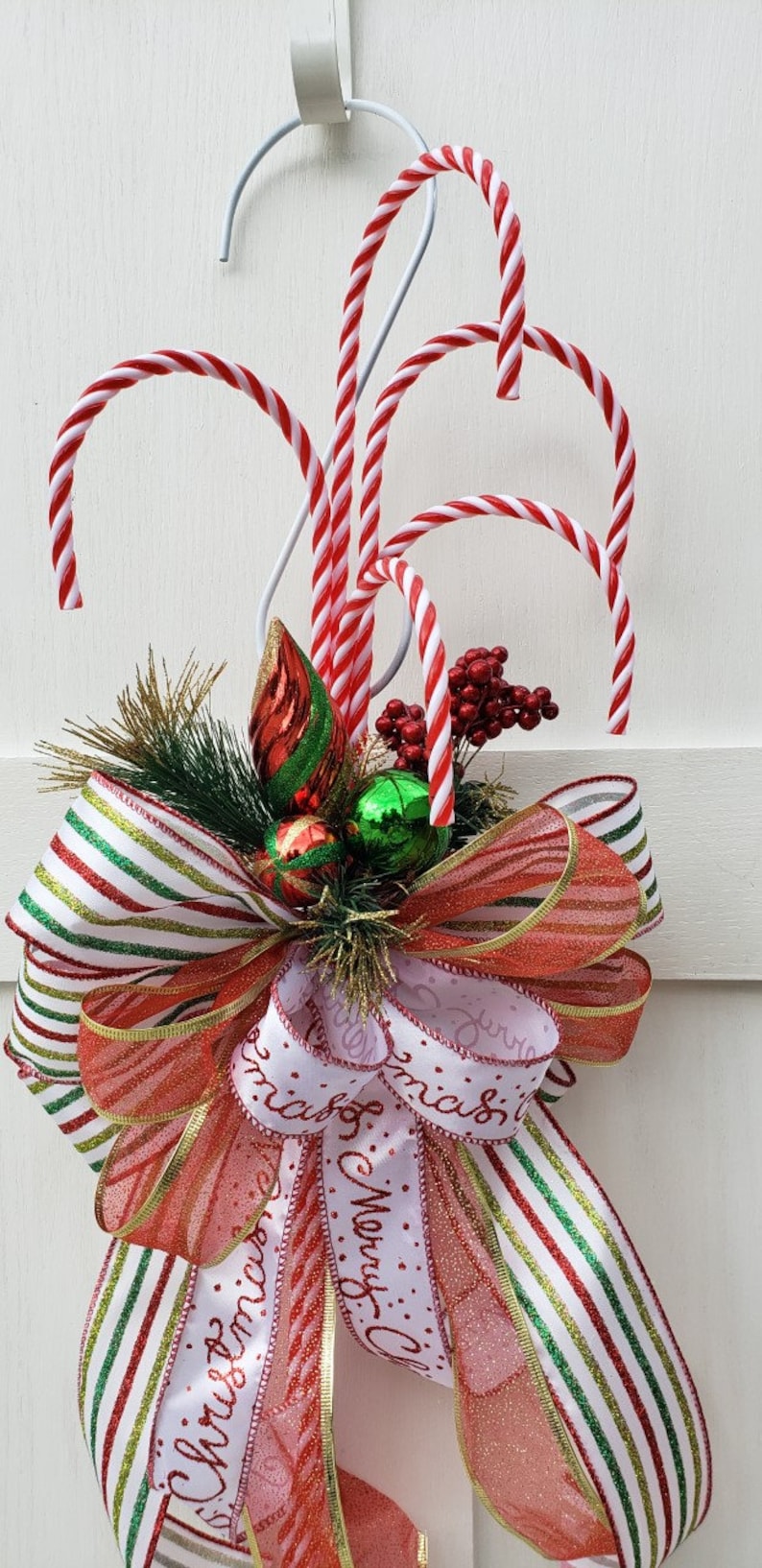 Candy Cane Door Hanger Christmas Door Decor Holiday Decor Etsy