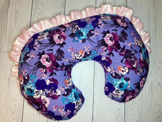 Floral Ruffled Baby Girl Boppy Cover nursing Pillow Cover floral Print purple Floral baby Girl Gift baby Shower Gift breastfeeding Pillow Etsy