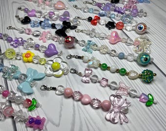 Beaded Keychains/charm/lanyard/keys/bag accessories/name tag/key chains/girly/cute/dainty/bows/flower/