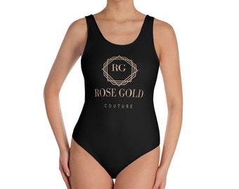 Traje de baño de una pieza Rose Gold Couture (negro)