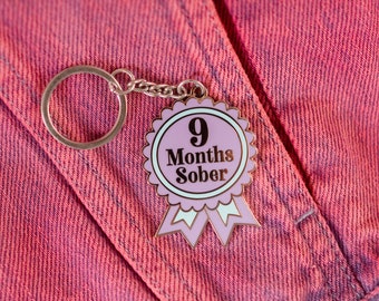 9 Months Sober by Sober Girl Society Keyring