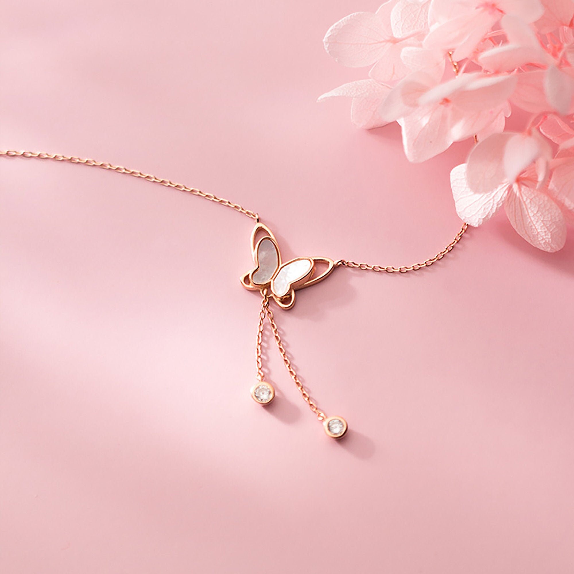 Korean Butterfly tassel necklace Fashion 925 Silver Etsy