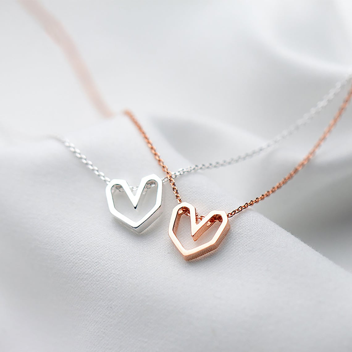 Korean Heart stylish charm necklace fashion 925 Silver | Etsy