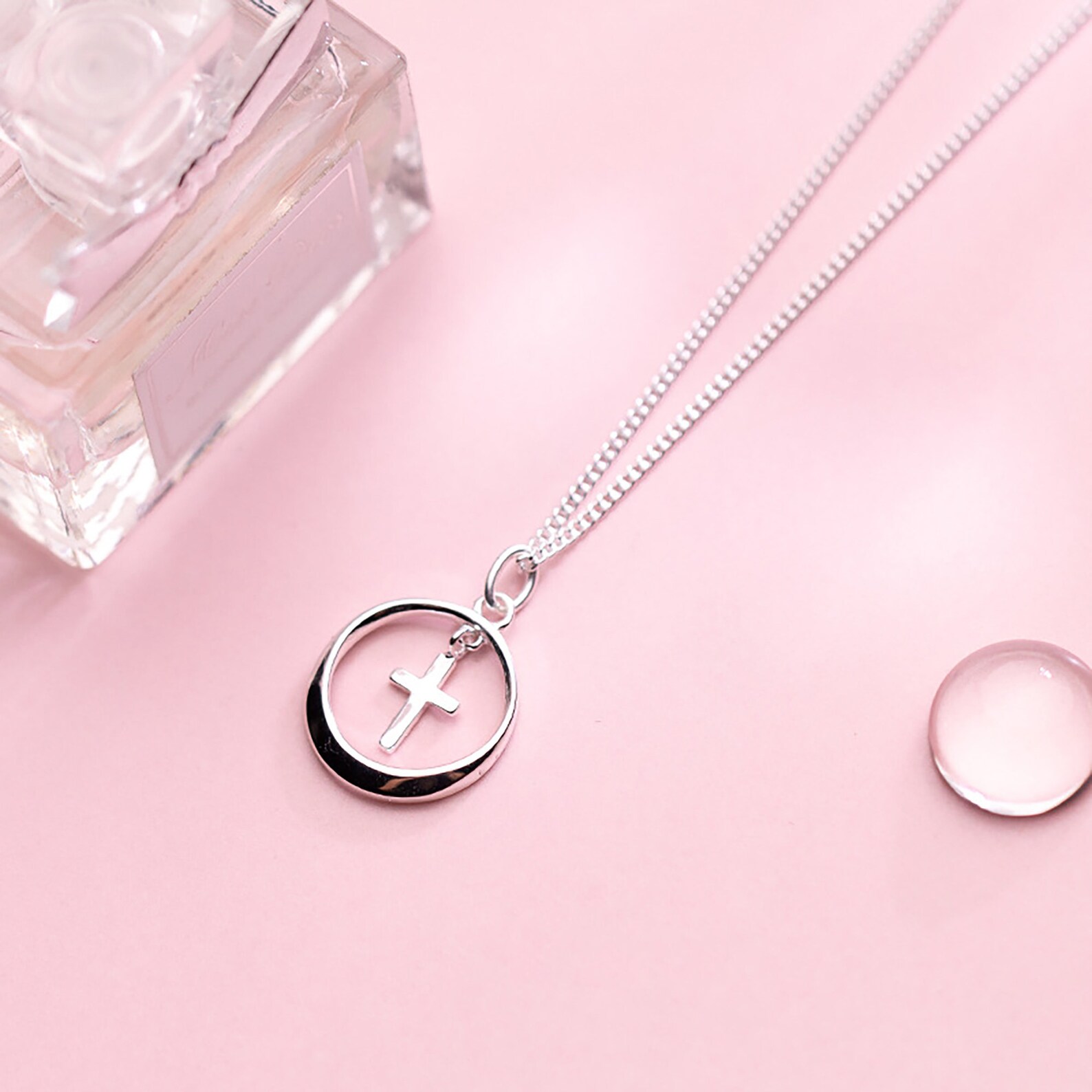 Cross circle elegant charm necklace Fashion 925 Silver Etsy