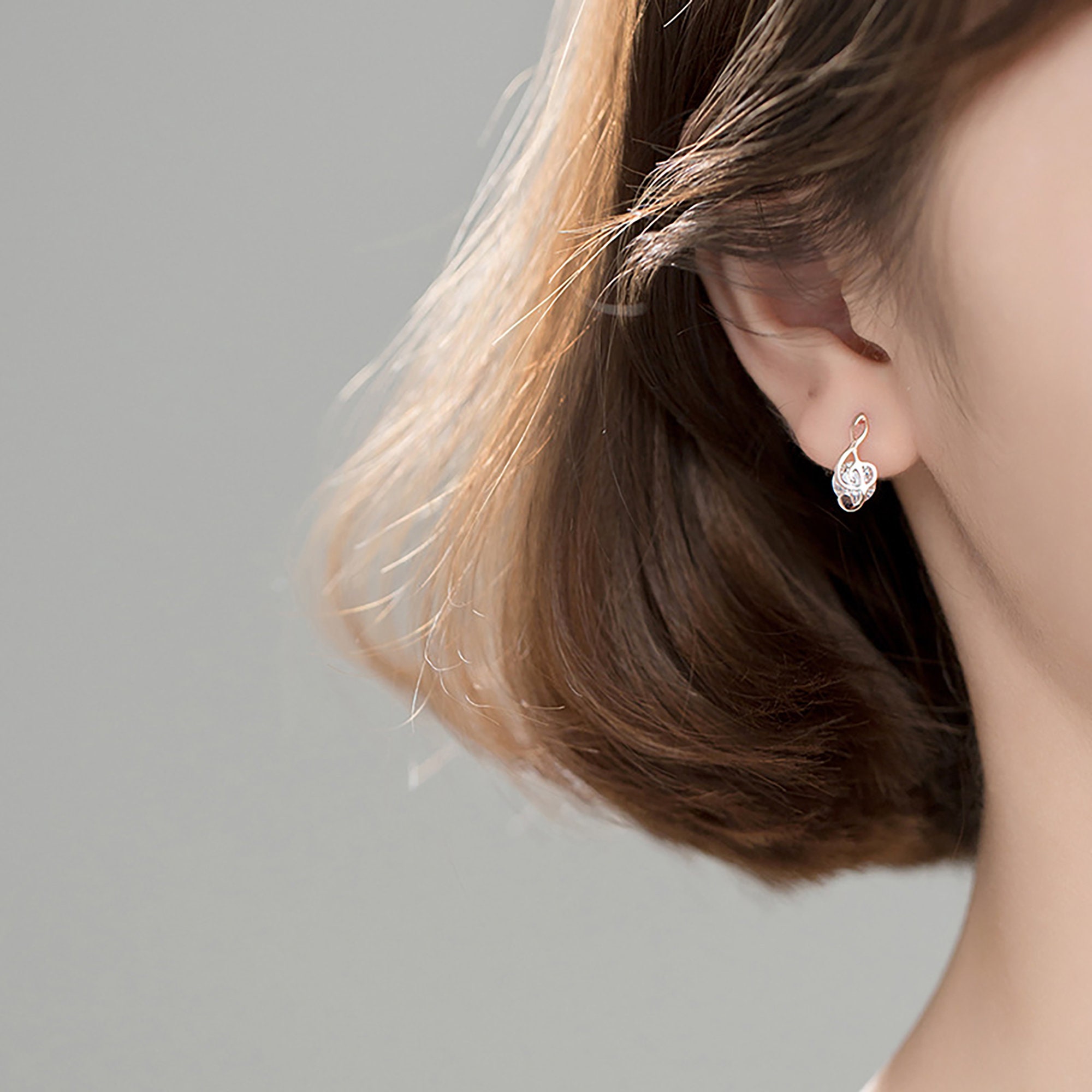 Asymmetric Notes Korean Style Cute Stud Earrings 925silver | Etsy