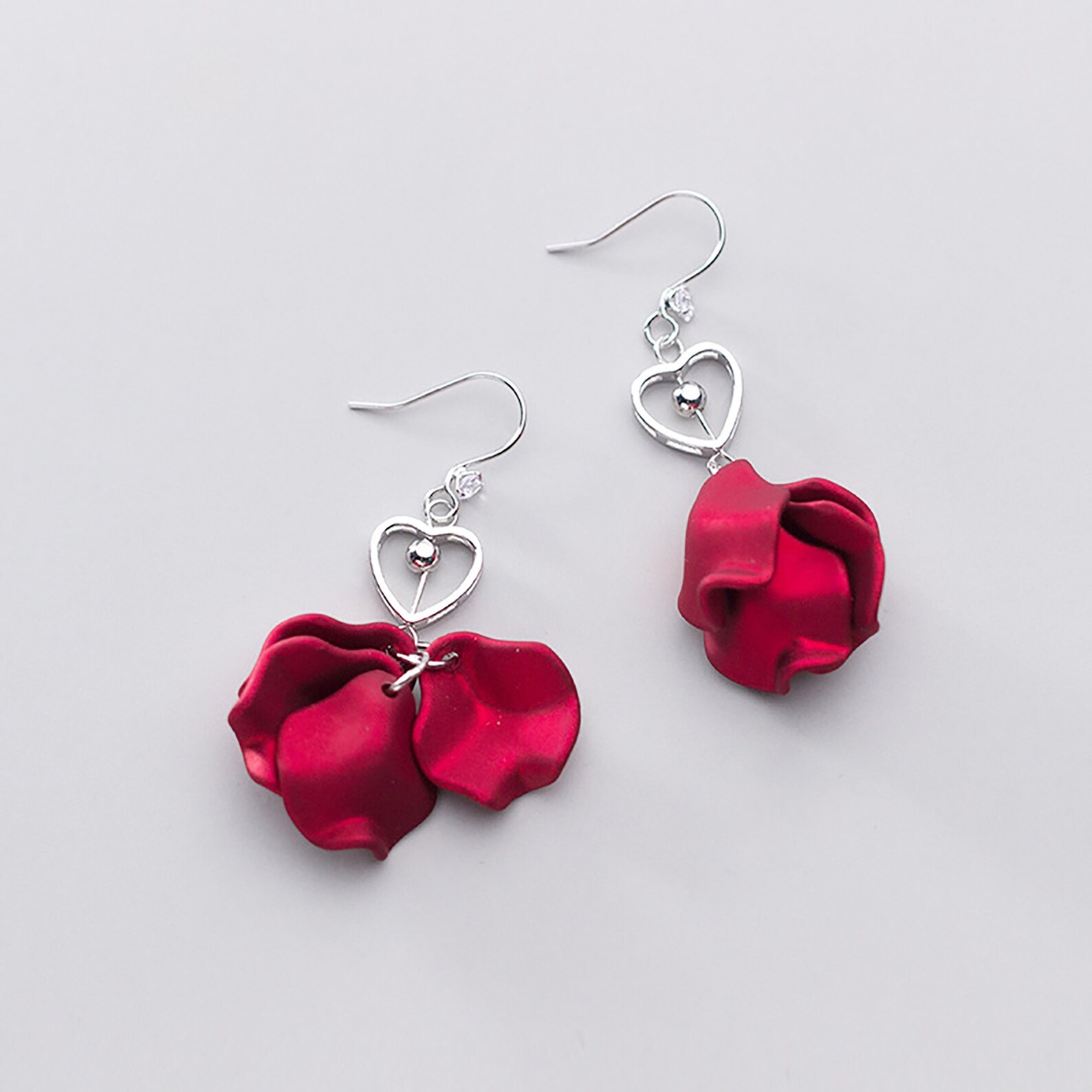 Rose Flower petal cute Ear Hook For Girl 925 Silver Unique Etsy