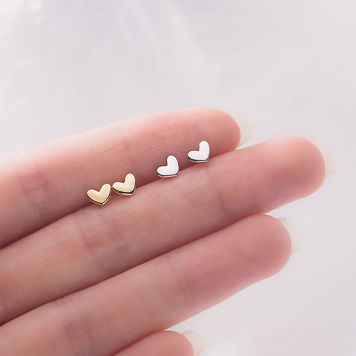 Mini Heart Korean Style Cute Stud Earrings 925 Silver Birthday Etsy