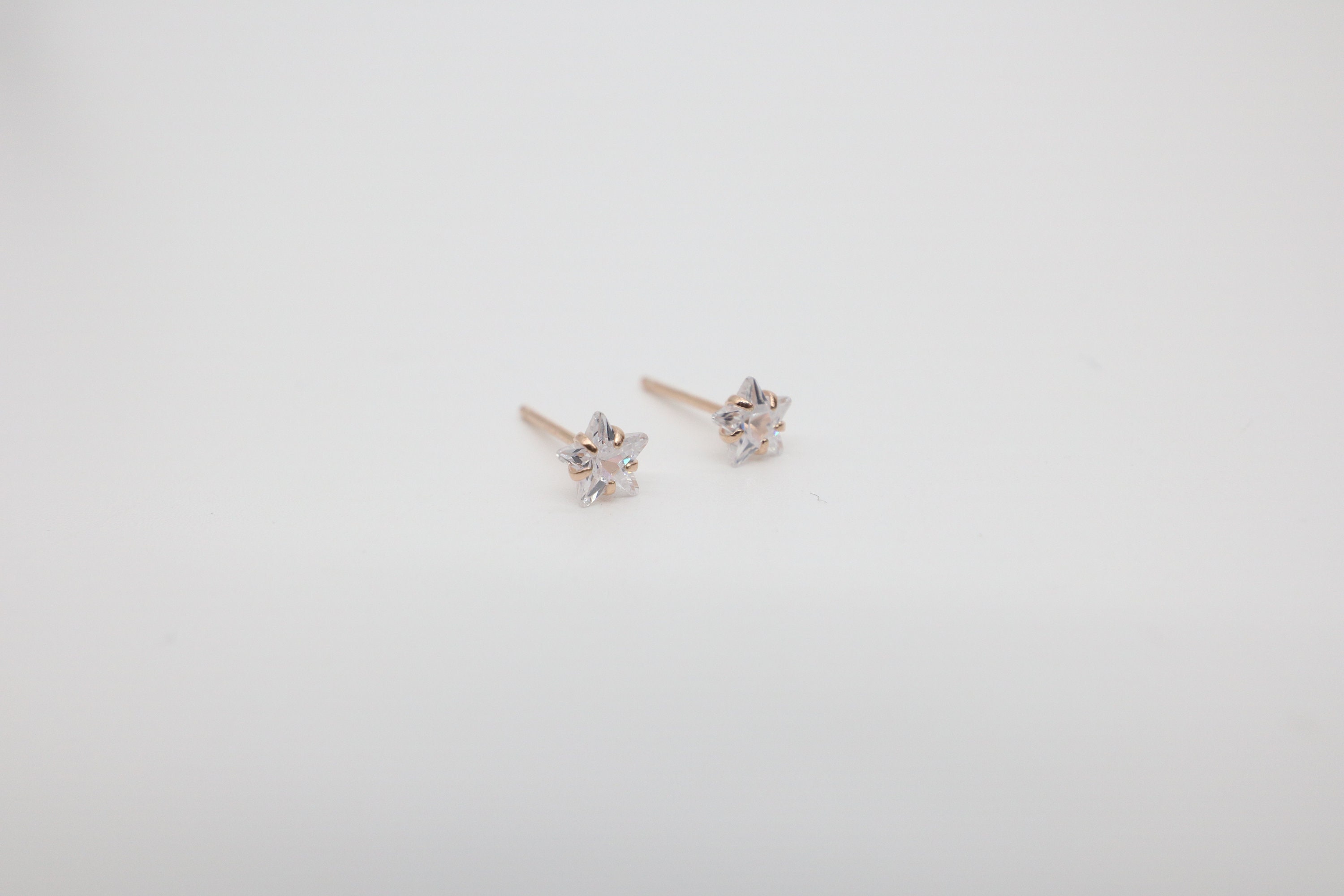 Pentagram Diamond Korean Style Cute Stud Earrings 925 Silver - Etsy