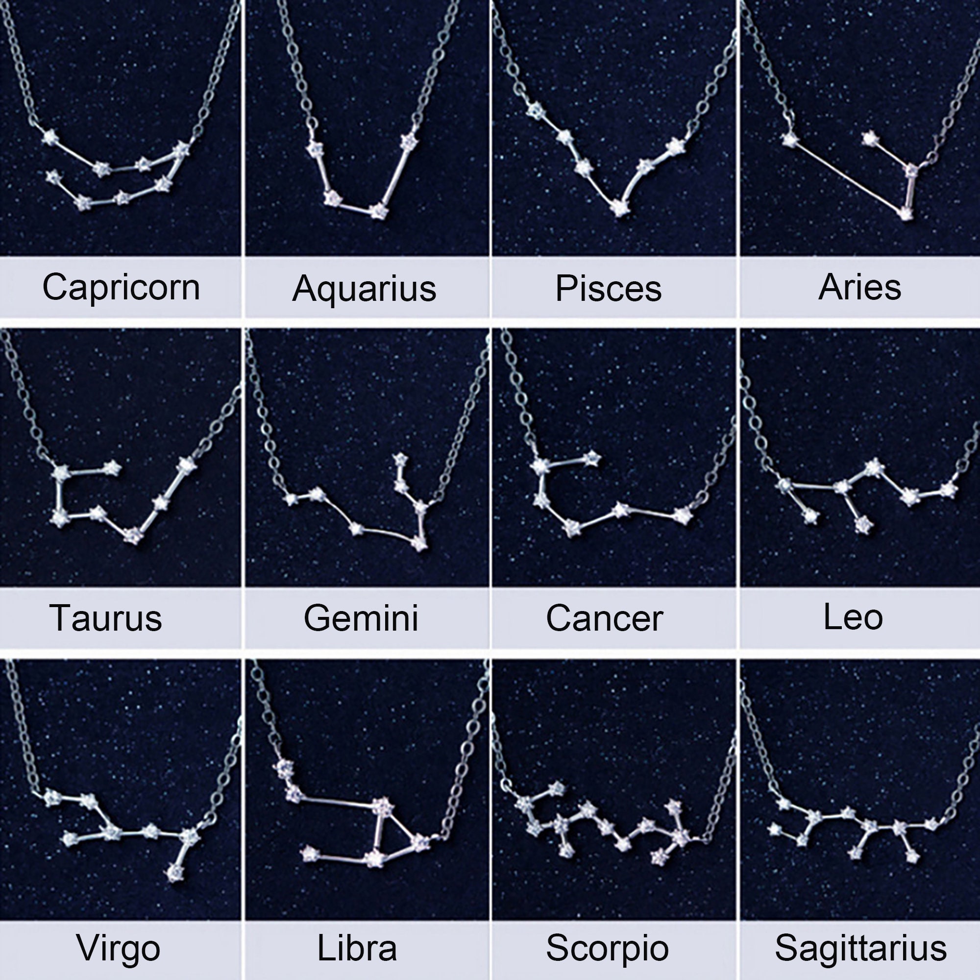 Korean Twelve constellations charm necklace Fashion 925 Silver | Etsy